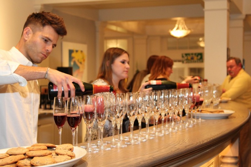 Sparkling Pointe team preparing the pairing for dessert