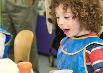 Luca Scotti, age 4, created his very own volcano complete with a 