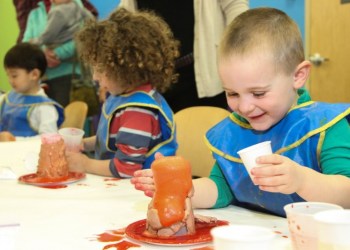 Hunter Anderson, age 3, participates in the hands-on activity at CMEE
