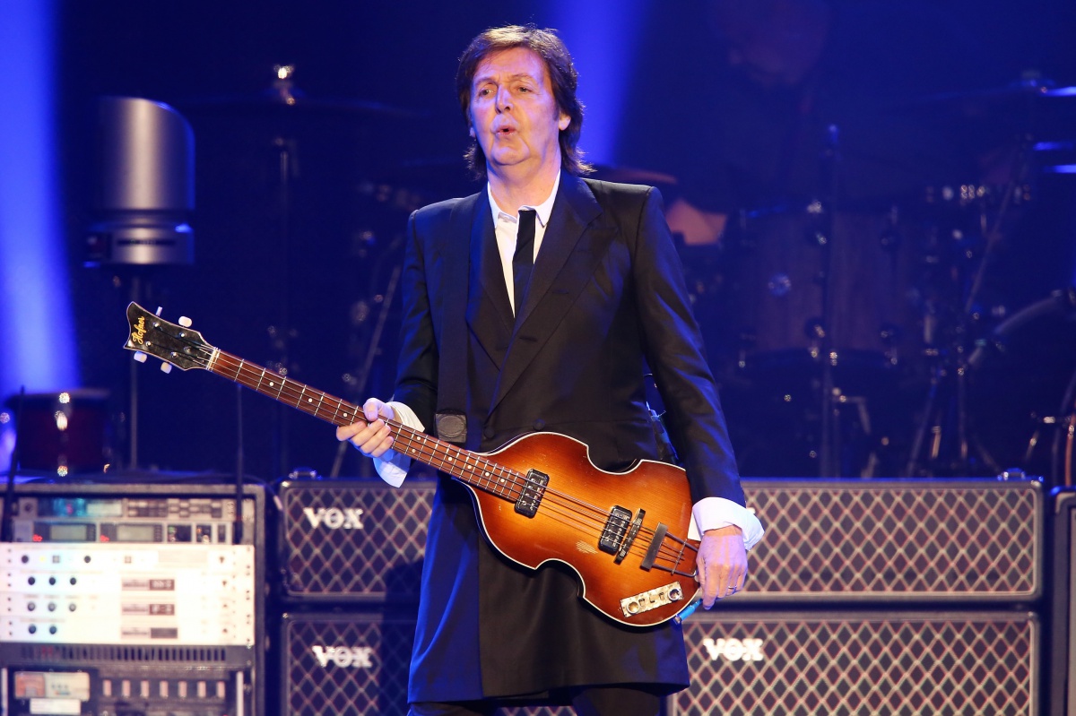 Sir Paul McCartney performs on stage during his "Out There" tour at the Barclays Center on June 8, 2013 in Brooklyn.