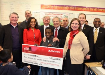 Dermot Dolan, Peter Van Scoyoc, Assemblyman Fred Thiele, East Hampton Mayor Paul Rickenbach, Suffolk County Legislator Jay Schneiderman, Congressman Lee Zeldin, Floyd Holloway, Becky Rivers, Michael Hill, honorary Mayor for a Day and Rebecca Taylor 