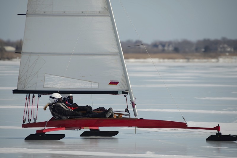 Ice boating on Mecox Bay.
