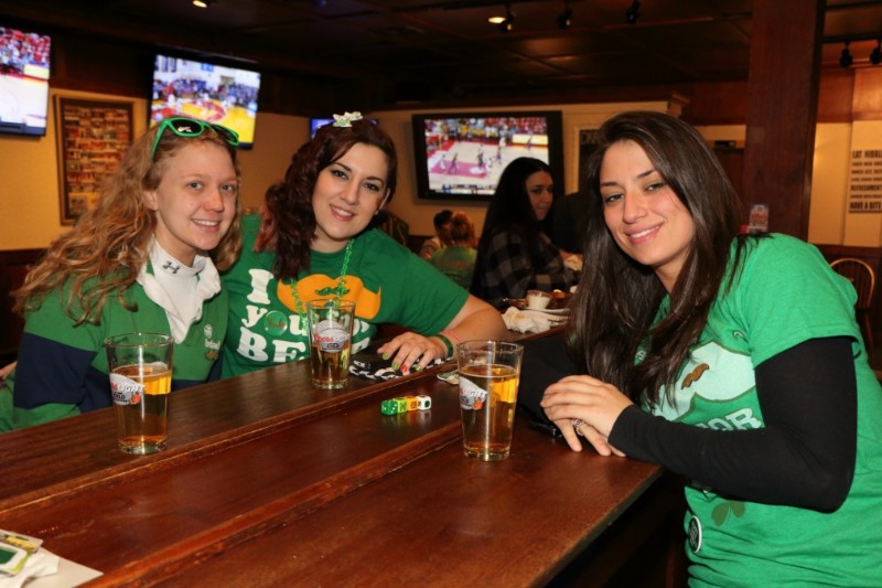 Rachel Dickholf, Dawn Salsona and Christina Musso at Joe's Garage & Grill for the inaugural March of the Leprechauns.