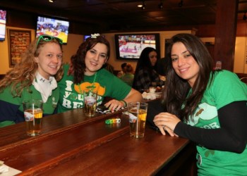 Rachel Dickholf, Dawn Salsona and Christina Musso at Joe's Garage & Grill for the inaugural March of the Leprechauns.