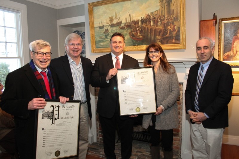Southold Historical Society President Herb Adler, New York State Assemblyman Fred Thiele, Southampton Village Mayor Mark Epley, Southampton Town Supervisor Anna Throne-Holst and Suffolk County Legislator Jay Schneiderman