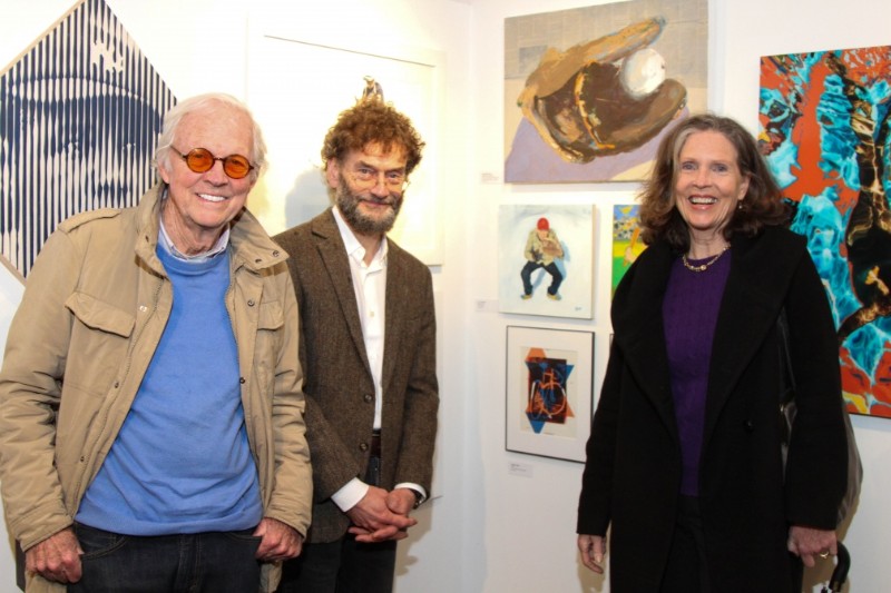David Stiles is depicted in the art piece, "Bid Daddy" created by artist Toby Haynes. Pictured: David Stiles, artist Toby Haynes, Jeanie Stiles