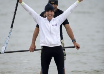 The first place tandem team, Paddle Diva, Gina Bradley and Adam Nagler