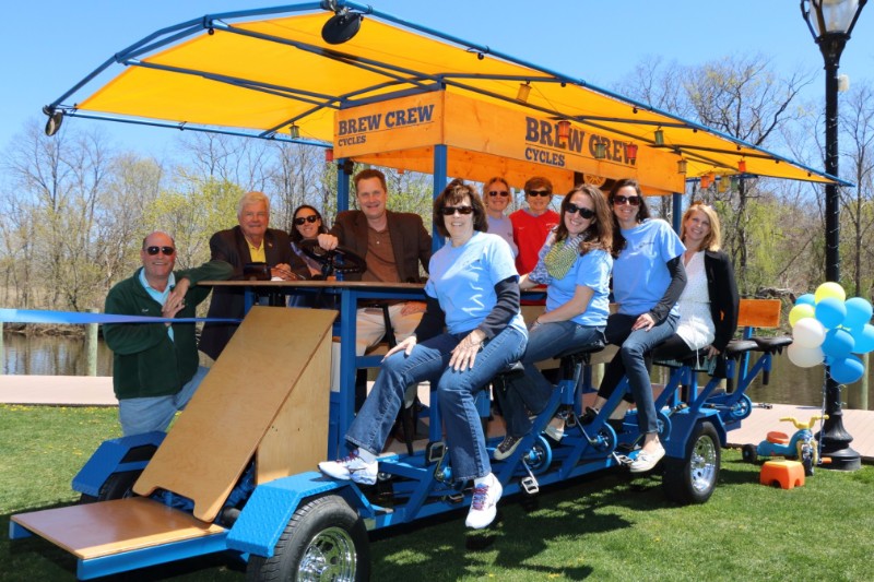 John Dunleavy, Vicki Clacherty, Riverhead Town Supervisor Sean Walter, Cathy Wilsinski, Theodara and Catherine Marangas, Beth Tomao, Rebecca Donlan, and Mary Hues—all co-owners of the cycle.