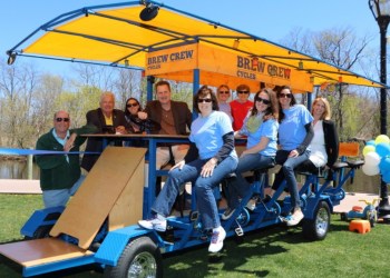 John Dunleavy, Vicki Clacherty, Riverhead Town Supervisor Sean Walter, Cathy Wilsinski, Theodara and Catherine Marangas, Beth Tomao, Rebecca Donlan, and Mary Hues—all co-owners of the cycle.