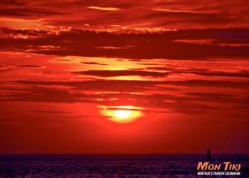 Sunset over Block Island Sound, as seen from the deck of the catamaran Mon Tiki, May 25 2015