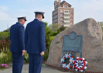 The placing of the wreaths during Montauk's Memorial Flag Ceremony.