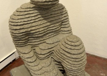 If the stone age had 3D printing, you might imagine something like this work of sculptor Boaz Vaadia, a kneeling figure constructed by layering of slate.
