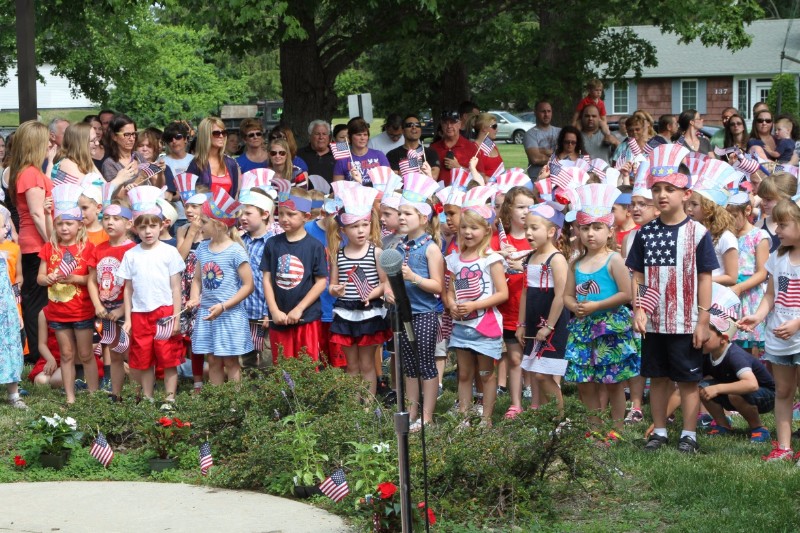 Students at South Street Elementary School sang patriotic songs for their families and friends