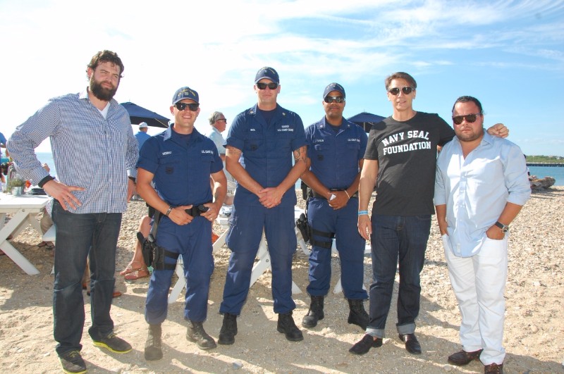 Navy Beach partners Franklin Ferguson, Frank Davis and Martin Cabrera welcome Jordan Siegrist, Mike Hedl and Jonathan Taylor of the U.S. Coast Guard