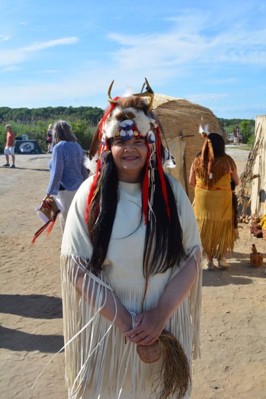 Michannock Silva Arrow (Darlene Troge) performed in the Shinnecock pageant recreating life in 1639 and the first meeting with English settlers in 1640.