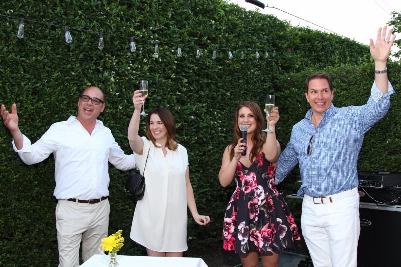 Hampton Sun co-owner Salvatore Piazzolla, Hampton Sun Executive Director of Sales Jessica Dunham, Hampton Sun brand manager Kathleen Griese, Hampton Sun co-owner Grant Wilfley toast their friends and family at the 10th anniversary celebration