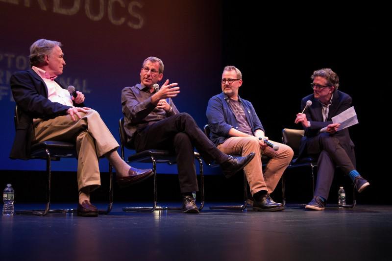 Dick Cavett, "Best of Enemies" directors Robert Gordon and Morgan Nevill, and novelist Kurt Andersen