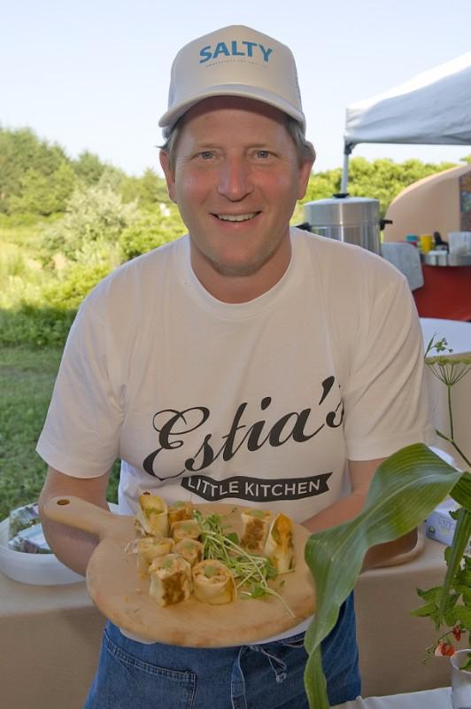 Colin Ambrose of Estia's Little Kitchen brought some spicy chicken tacos as his part of the Tribute to Food Champions who served hors d'oeuvres at the cocktail reception.