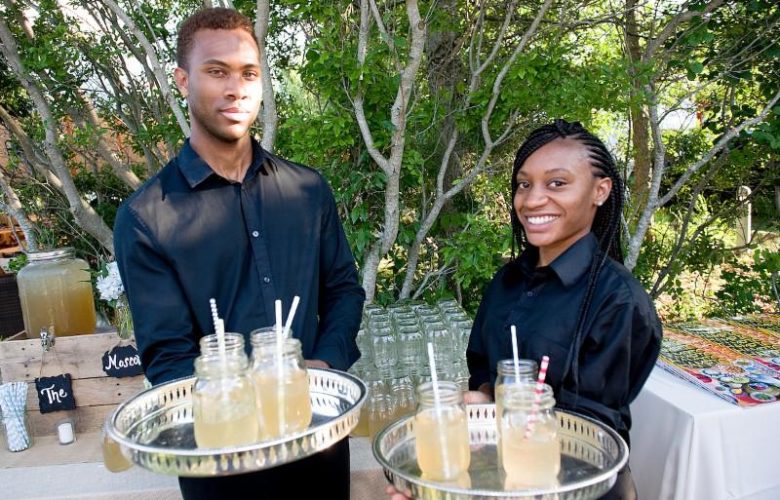 Guests were met with cool Moscow Mules served in mason jars with whimsical colored straws.