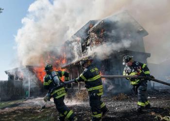 Sag Harbor Fire Department fights a house fire in Noyac July 23, 2015.