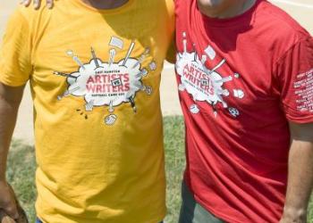 Long time players and friends, artist Eric Ernst and writer Mike Lupica.