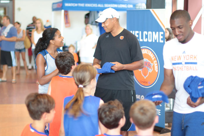 Knicks Legend John Starks and Point Guard Langston Galloway appeared at the Knicks Summer Basketball Camp at the Ross School.
