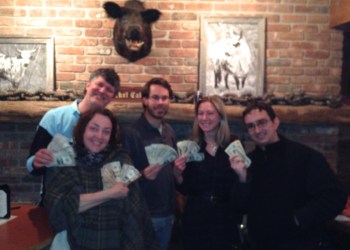 Dan K, Stacy, Brendan, Kelly and Lee defeated 20 teams to win Quiz Night at Townline BBQ on January 8.