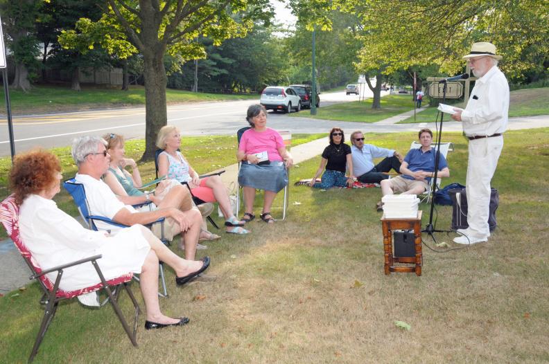 Dan Rattiner reads from "In the Hamptons 4Ever" at East Hampton Town Hall.