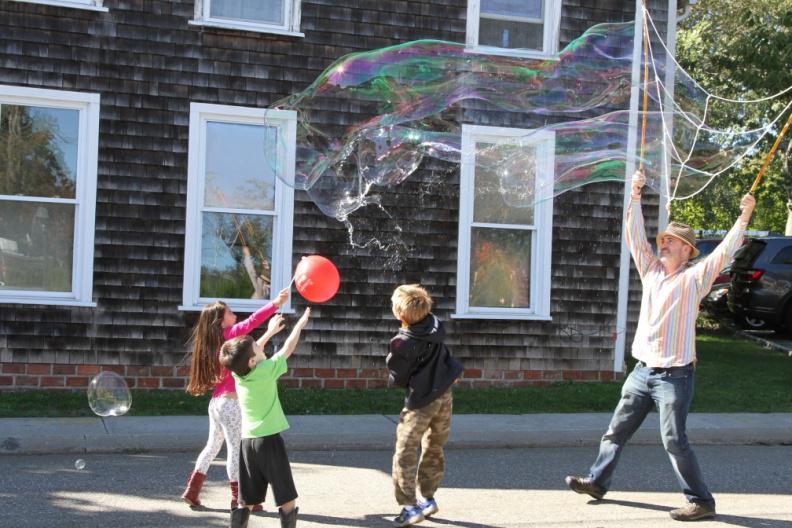 Gabe Gross of Bubbleton Bubbles entertained the children with larger than life bubbles