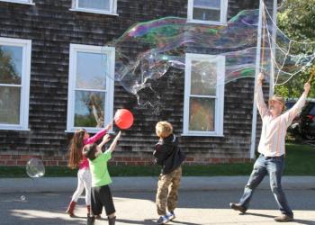 Gabe Gross of Bubbleton Bubbles entertained the children with larger than life bubbles