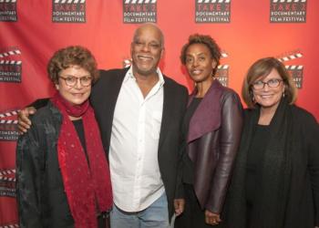 Hamptons Take 2 Documentary Film Festival executive director Jacqui Lofaro with honoree Stanley Nelson, Marsha Smith and creative director Karen Arikian.