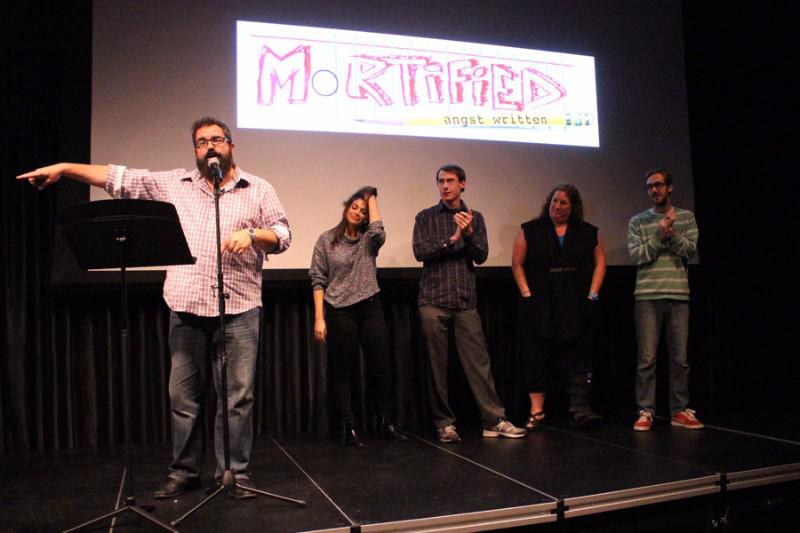 John Dorcic and the Mortified performers: Jessica Wertheimer, David Lawson, Amy Kirwin and Nisse Greenberg