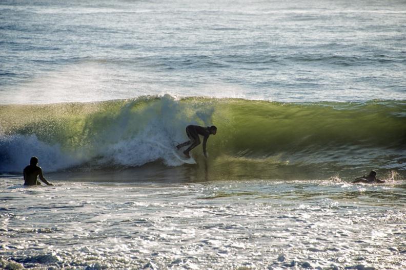 Saturday morning Coopers Beach had blue skies and some great little waves with surfers pulling in the barrels as plungers gathered on the beach for this year's annual Southampton Polar Bear Plunge.