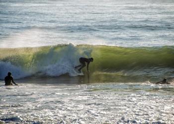 Saturday morning Coopers Beach had blue skies and some great little waves with surfers pulling in the barrels as plungers gathered on the beach for this year's annual Southampton Polar Bear Plunge.