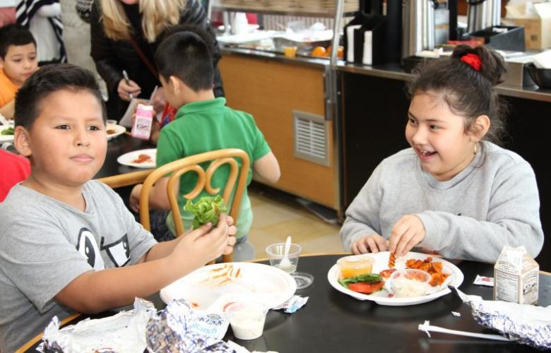 Students were all smiles as they dined on the Montauk Fishburger