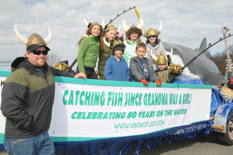 The Grand Marshal Captin Paul Forsberg's Viking Fleet Crew was ready to float