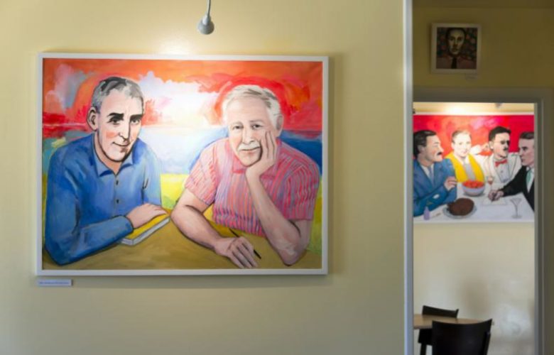 The bright colors and the engaging subjects of the painting of Valerie Suter, invite you to move from room to room, in Estia's Little Kitchen where her work is currently on exhibition.