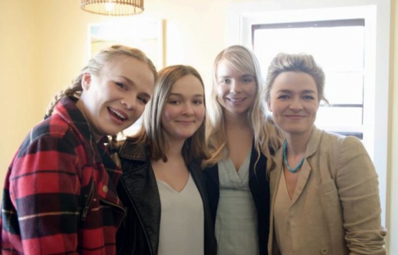 Charlotte, Olivia and Georgia Suter show their sister, painter Valerie Suter, their support at the opening of her exhibition at Estia's Little Kitchen Sunday afternoon.