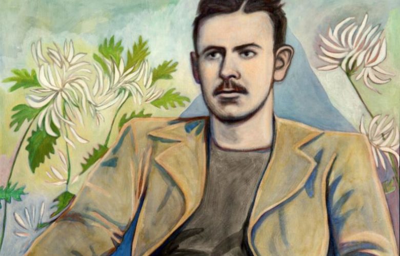 Painter Valerie Suter rendered a seated John Steinbeck as part of her body of work, portraits of literary personages, currently on exhibit at Estia's Little Kitchen.