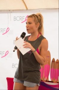 Tracy Anderson addresses the winners and supporters of Paddle for Pink