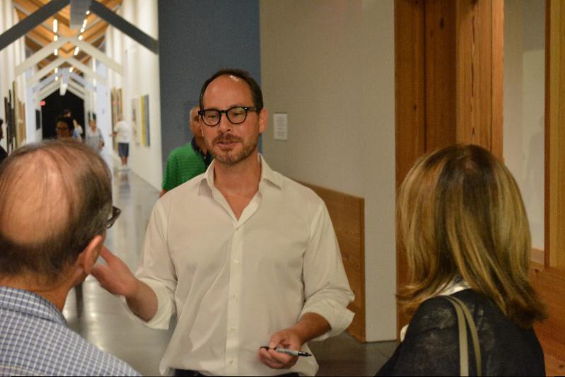 Joe Fig talks to art fans after his talk
