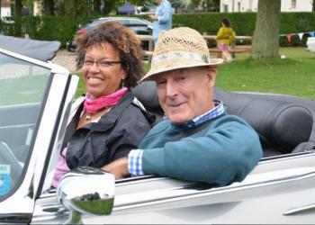 Kevin Tierney and Gail Comes in a 1973 Jaguar E-Type at the Bridgehampton Road Rally