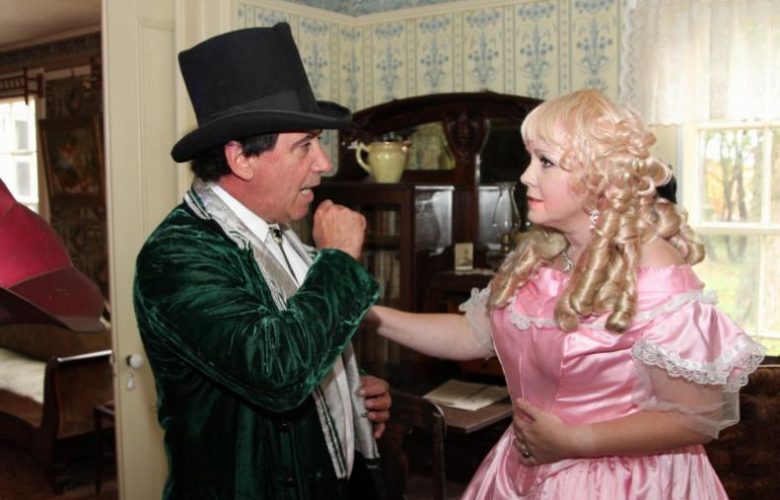 Rich Gardini as Professor Clark Stanley and Mrs. Brown, played by Lisa Dabrowski