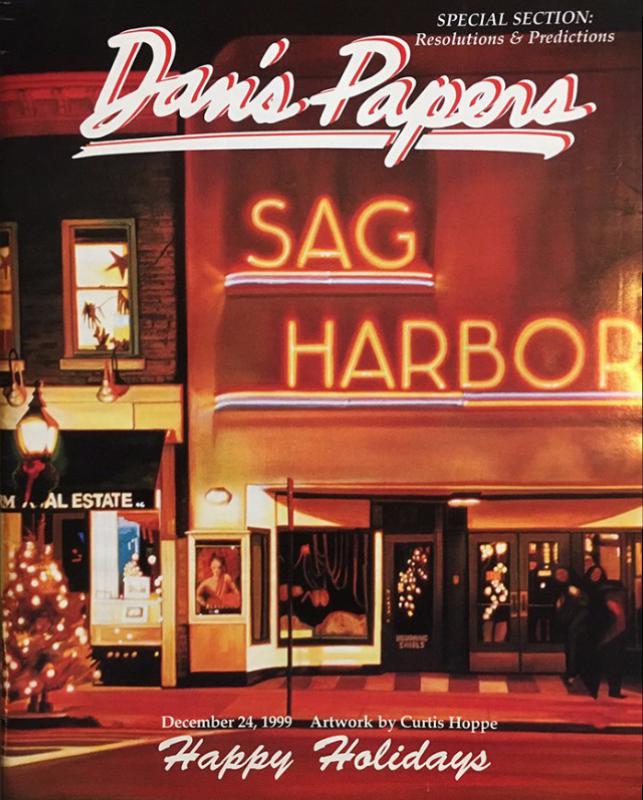 Dan's Papers cover artist Curt Hoppe dug up this beautiful December 24, 1999 cover featuring Sag Harbor Cinema at Christmastime