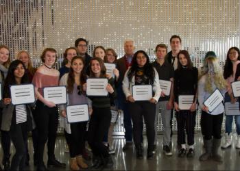 Group shot of the 2017 award winners with Neill Slaughter