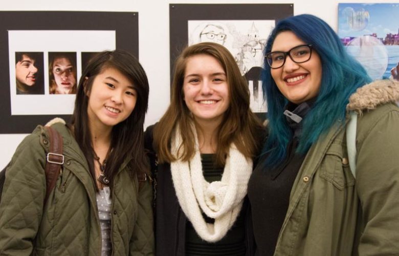 Alexa, award recipient Emily, Isabella of Bellport High School