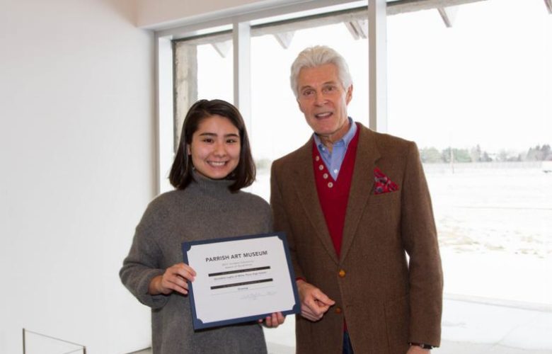2017 Student Exhibition Award of Excellence recipient, Geraldine of Miller Place HS with Neill Slaughter