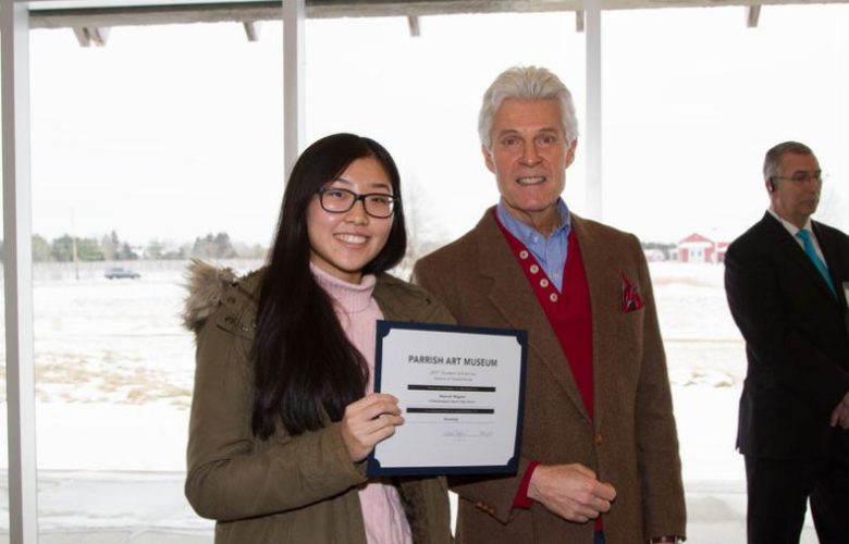 2017 Student Exhibition Award of Excellence recipient, Hannah of Westhampton Beach HS with Neill Slaughter