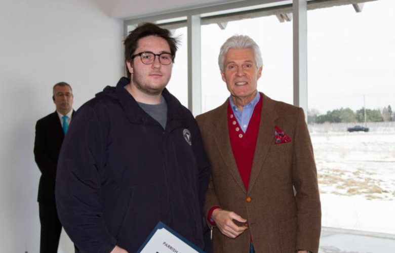 2017 Student Exhibition Award of Excellence recipient, Seamus of Ross School with Neill Slaughter