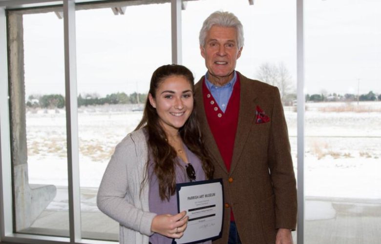 2017 Student Exhibition Award of Excellence recipient, Hannah of Bellport HS with Neill Slaughter